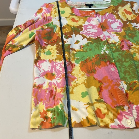 Talbots Woman Pima Cotton Bright Artsy Floral Button Front Cardigan Sweater 1X - Picture 8 of 8
